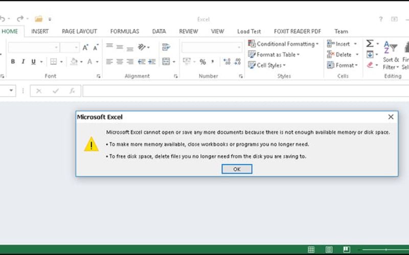 lỗi không mở được excel